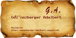 Günszberger Adalbert névjegykártya